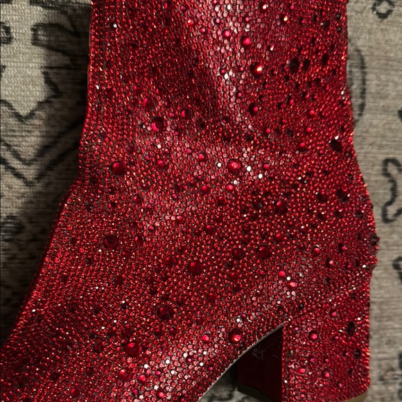 Betsey Johnson Red Glitter Ankle Booties - Picture 3 of 5